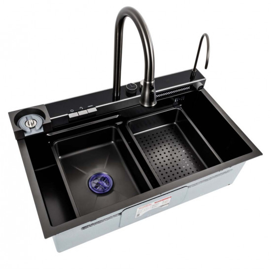 Кухонна мийка Platinum Handmade PVD Vodospad 750x450D black