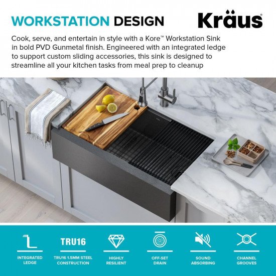 Кухонная мойка Kraus KWF410-33/PGM