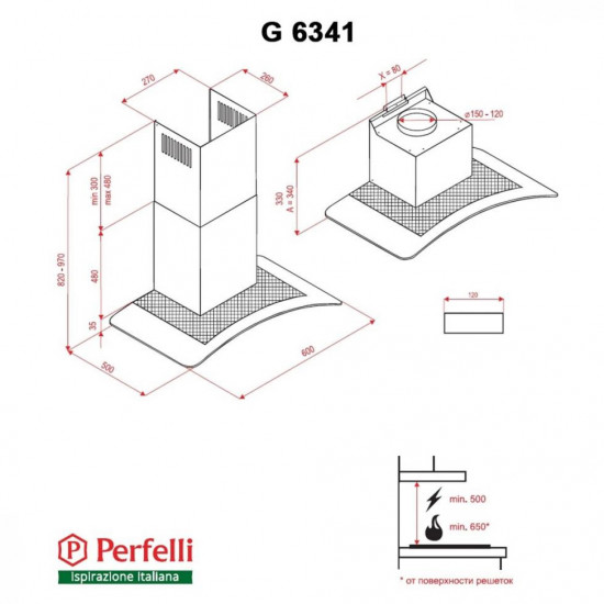Кухонная вытяжка Perfelli G 6341 W