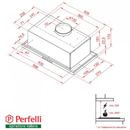 Кухонная вытяжка Perfelli BI 6412 A 950 I LED