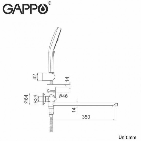 Смеситель для ванной GAPPO G2203-6